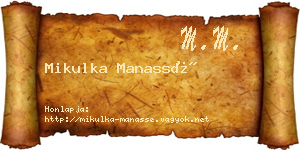 Mikulka Manassé névjegykártya